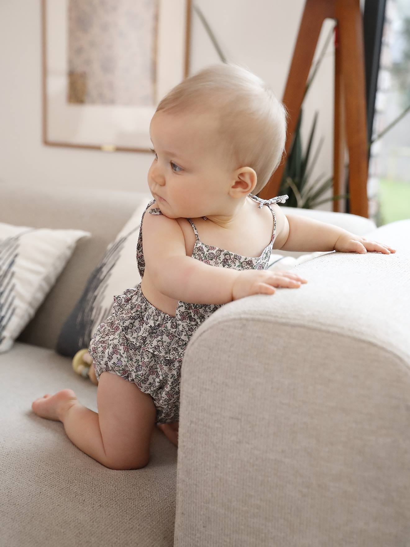 Bedruckter Mädchen Baby Overall wollweiß Gr. 80 von vertbaudet