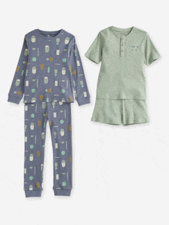 Jungenkleidung-2er-Set Jungen Schlafanzüge mit HAPPY-Print und Recycling-Baumwolle