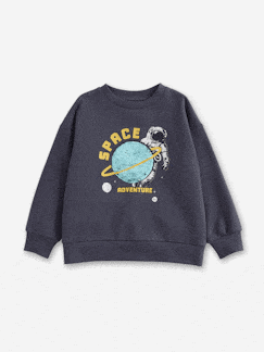 Jungenkleidung-Pullover, Strickjacken, Sweatshirts-Sweatshirts-Jungen Sweatshirt mit Wendepailletten, Recycling-Polyester