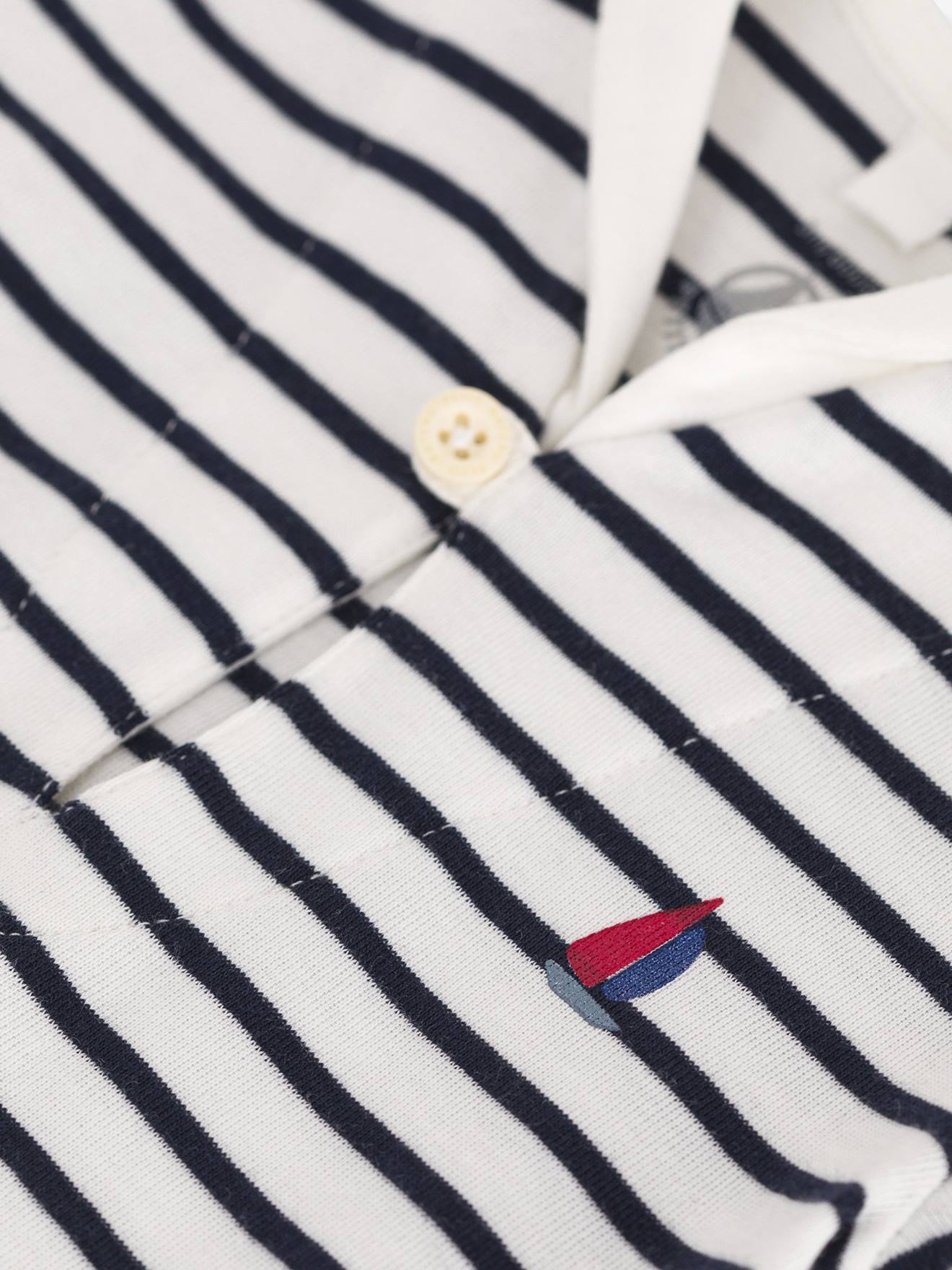 Thumbnail - Geringelter Baby Kurzoverall PETIT BATEAU aus Baumwolle