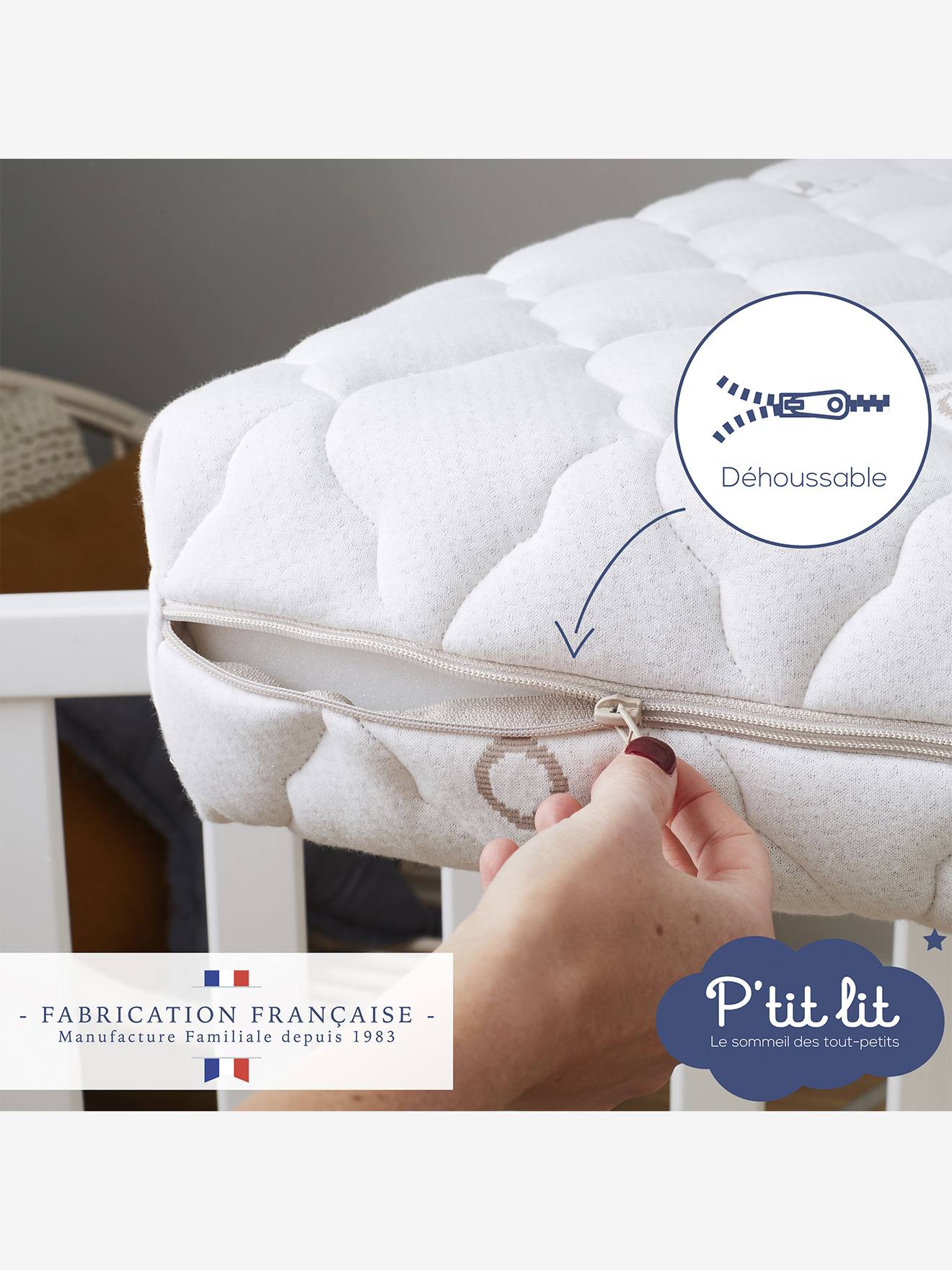 Thumbnail - Baby Matratze mit abnehmbarem Bezug P'TIT LIT aus Bio-Baumwolle