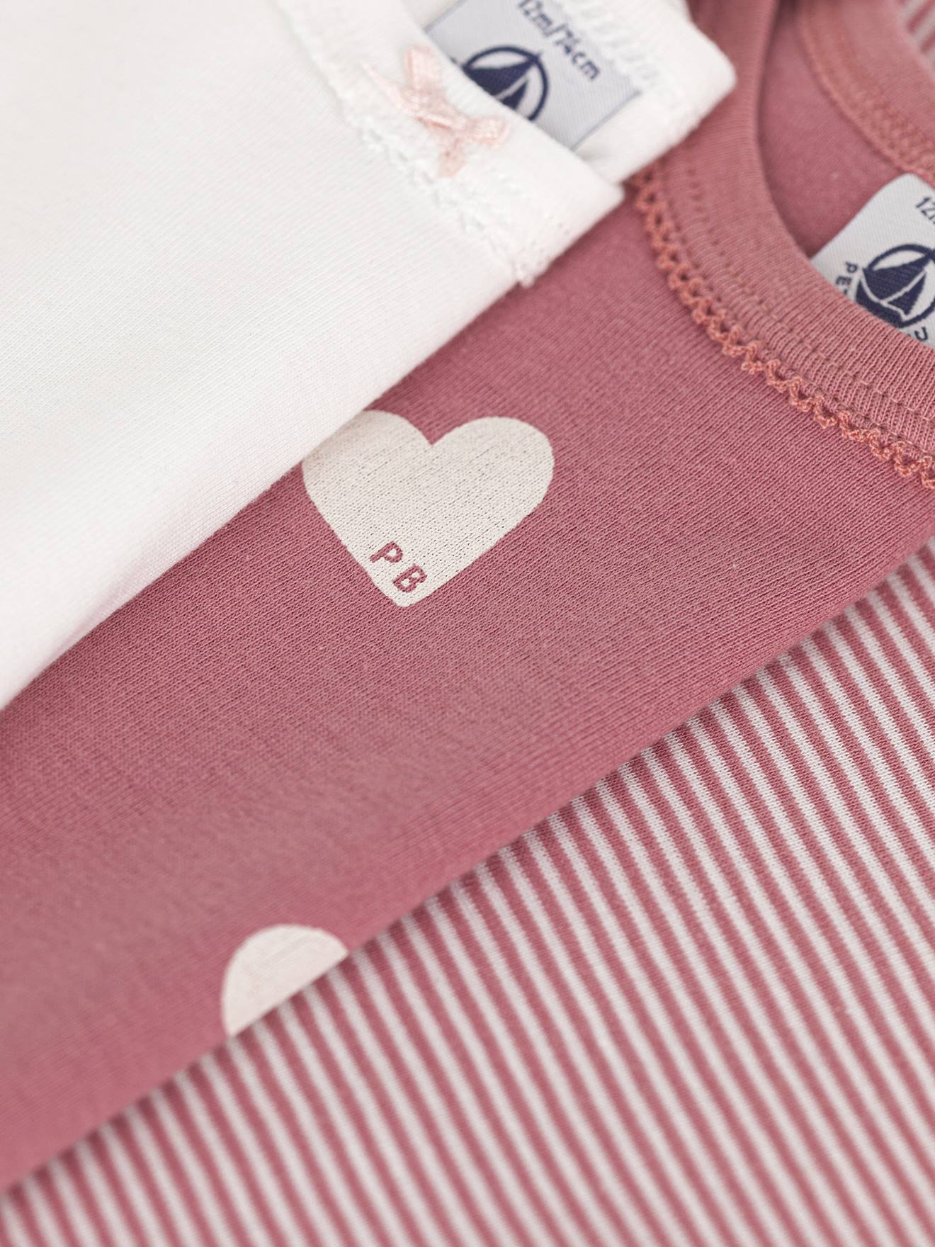 Thumbnail - 3er-Pack Baby Bodys mit kurzen Ärmeln und Herzen PETIT BATEAU