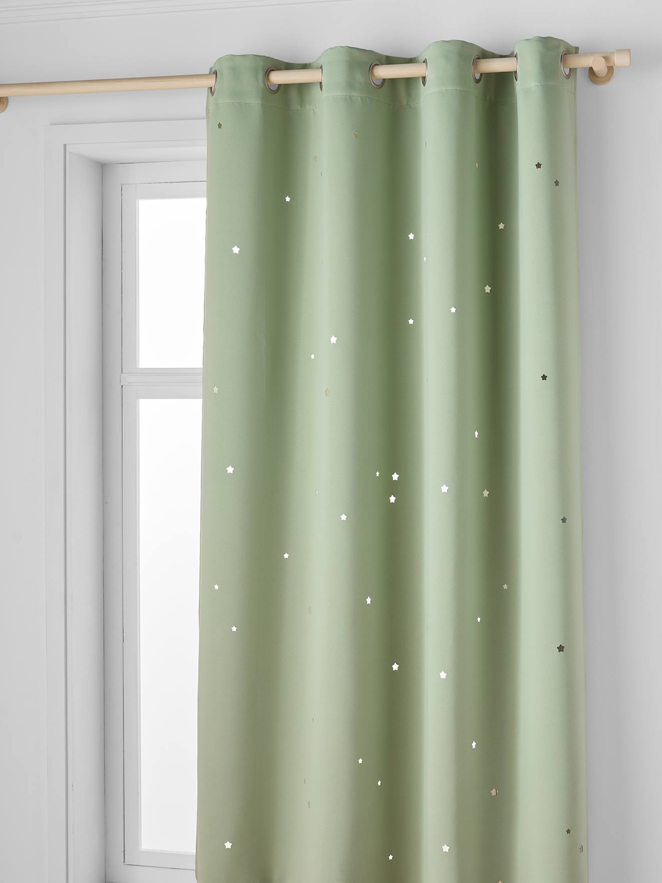 Vertbaudet Kinderzimmer Verdunkelungsvorhang Mit Ausgestanzten Motiven Salbei Salbeigrün 135X180