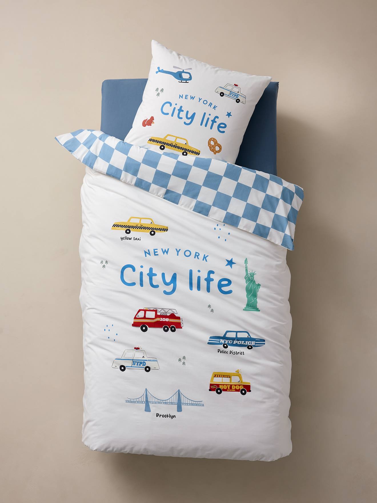 Thumbnail - Kinder Bettwäsche-Set CITY LIFE mit Recycling-Baumwolle