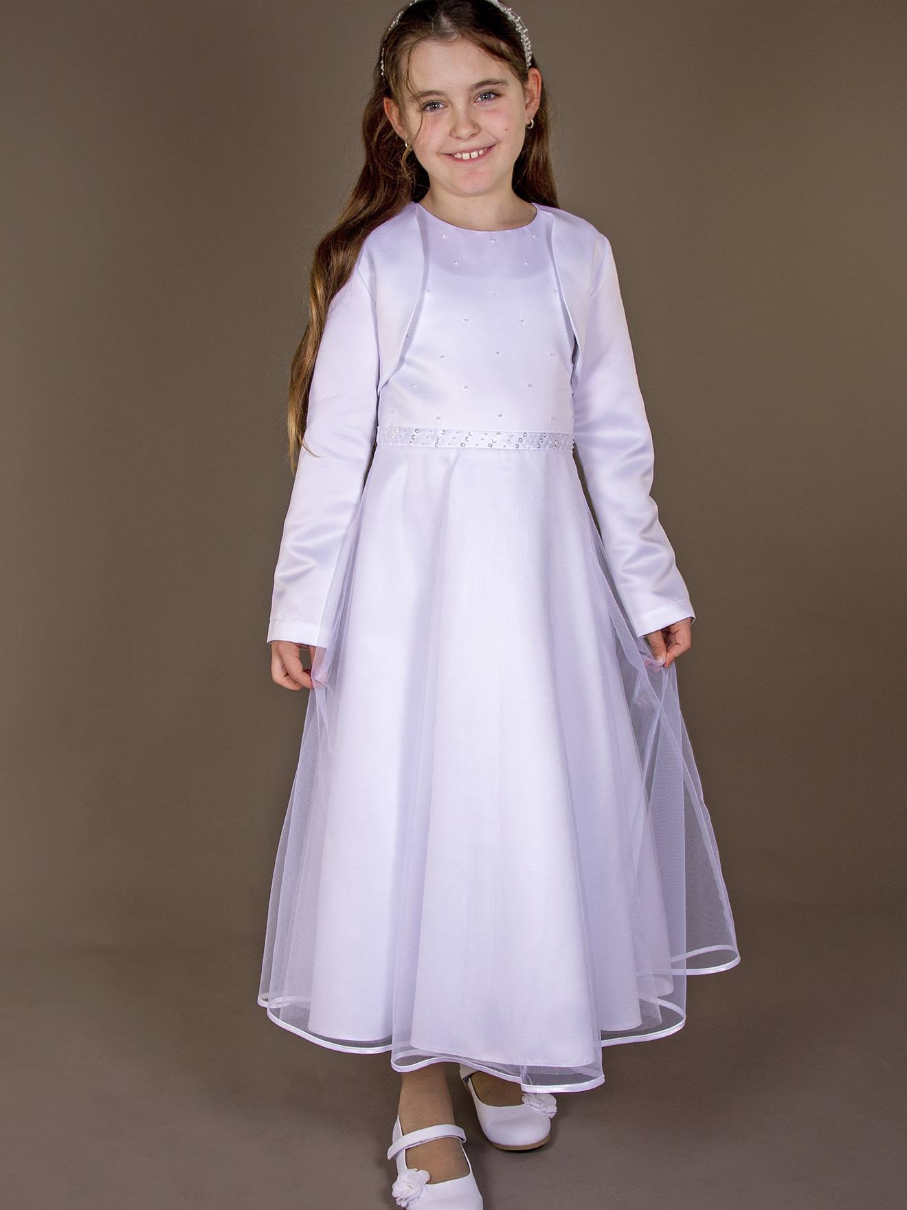 Thumbnail - Set aus Kommunionkleid mit Perlen & offener Bolero Mädchen Happy Girls