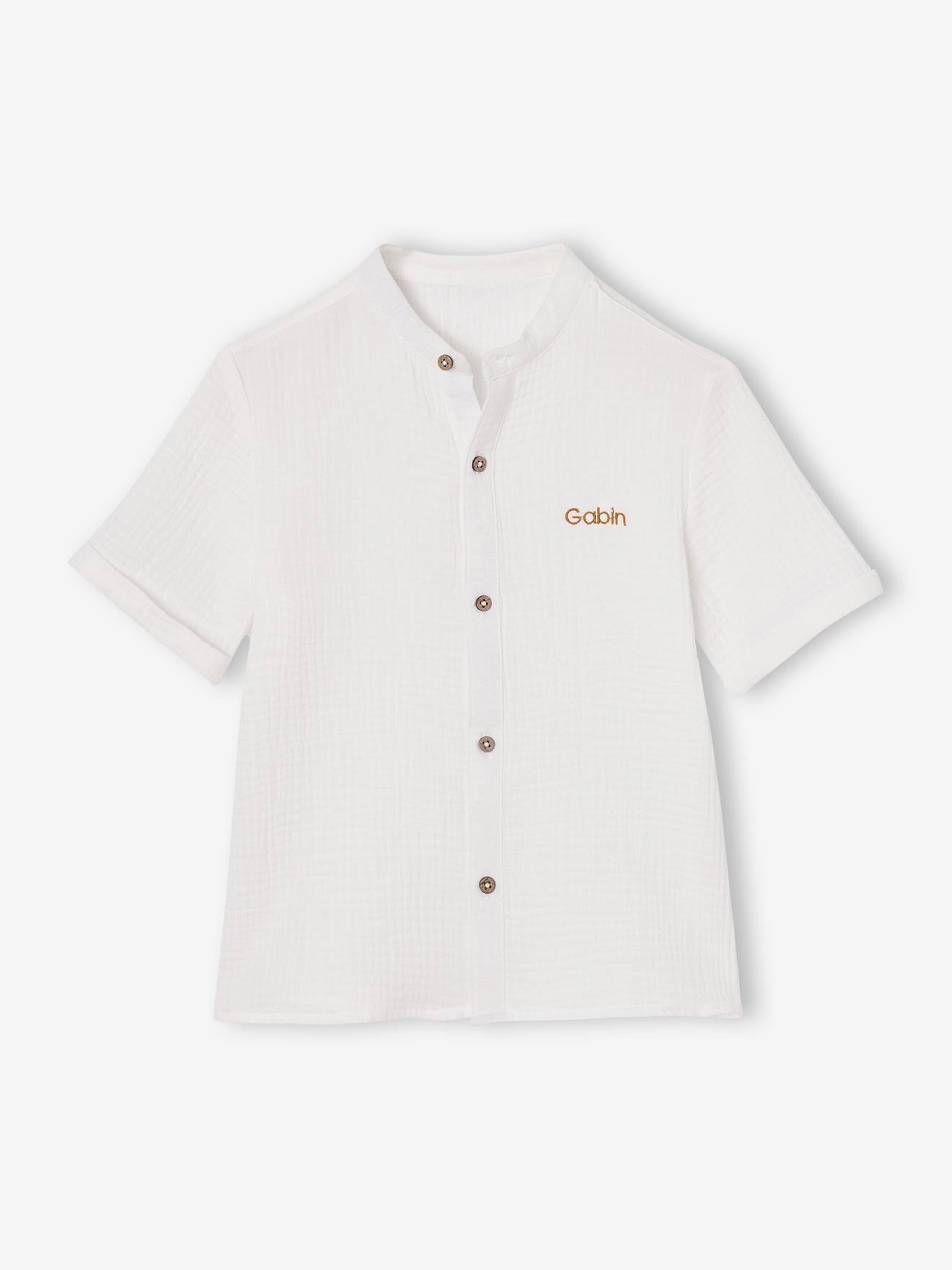 Thumbnail - Jungen Hemd aus Musselin mit Stehkragen