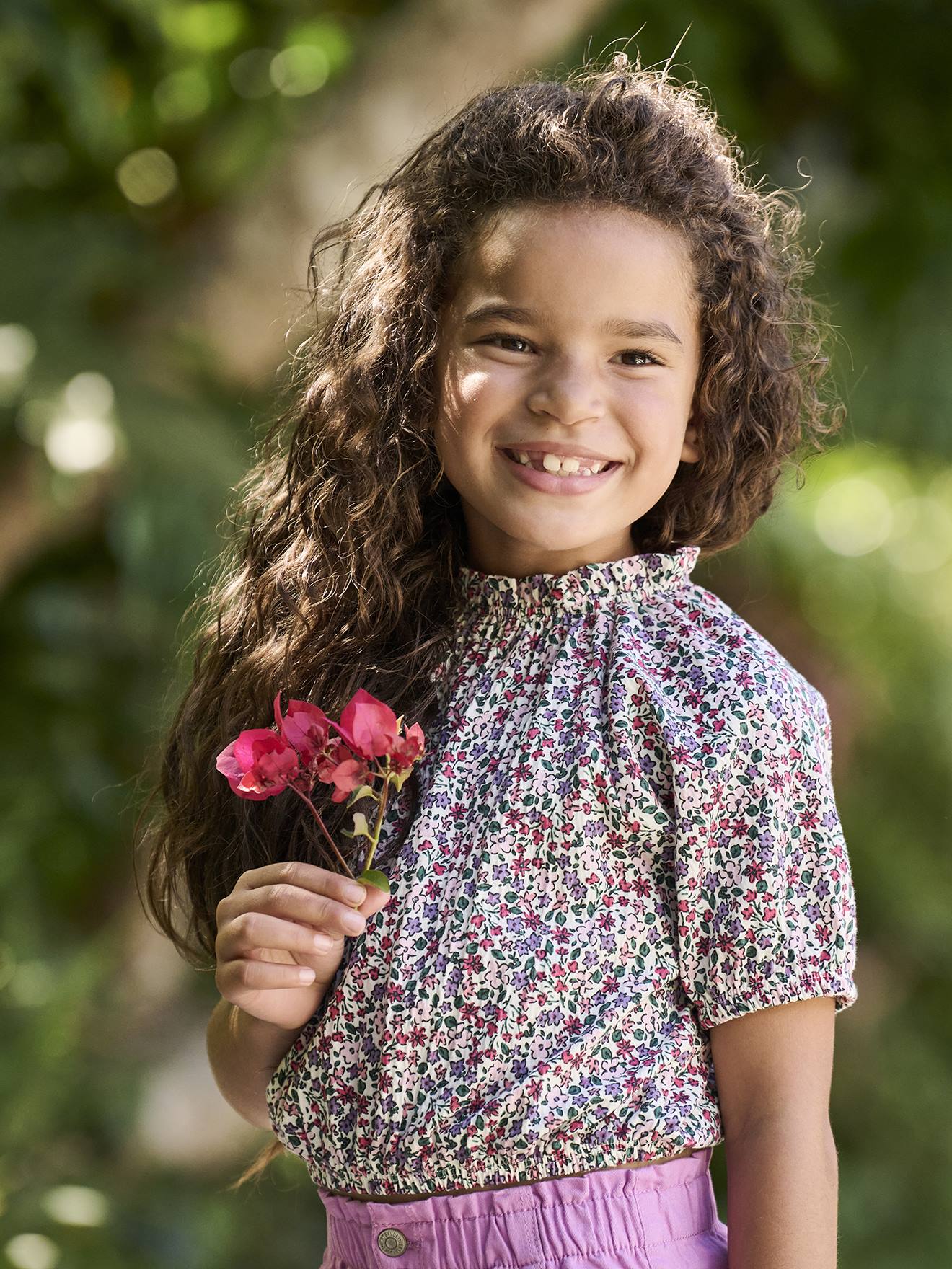 Mädchen Blusenshirt in Cropped-Länge