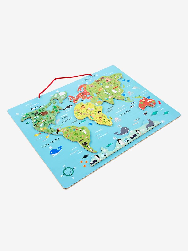 Vertbaudet Kinder Magnet-Puzzle WELT aus Holz FSC® in mehrfarbig