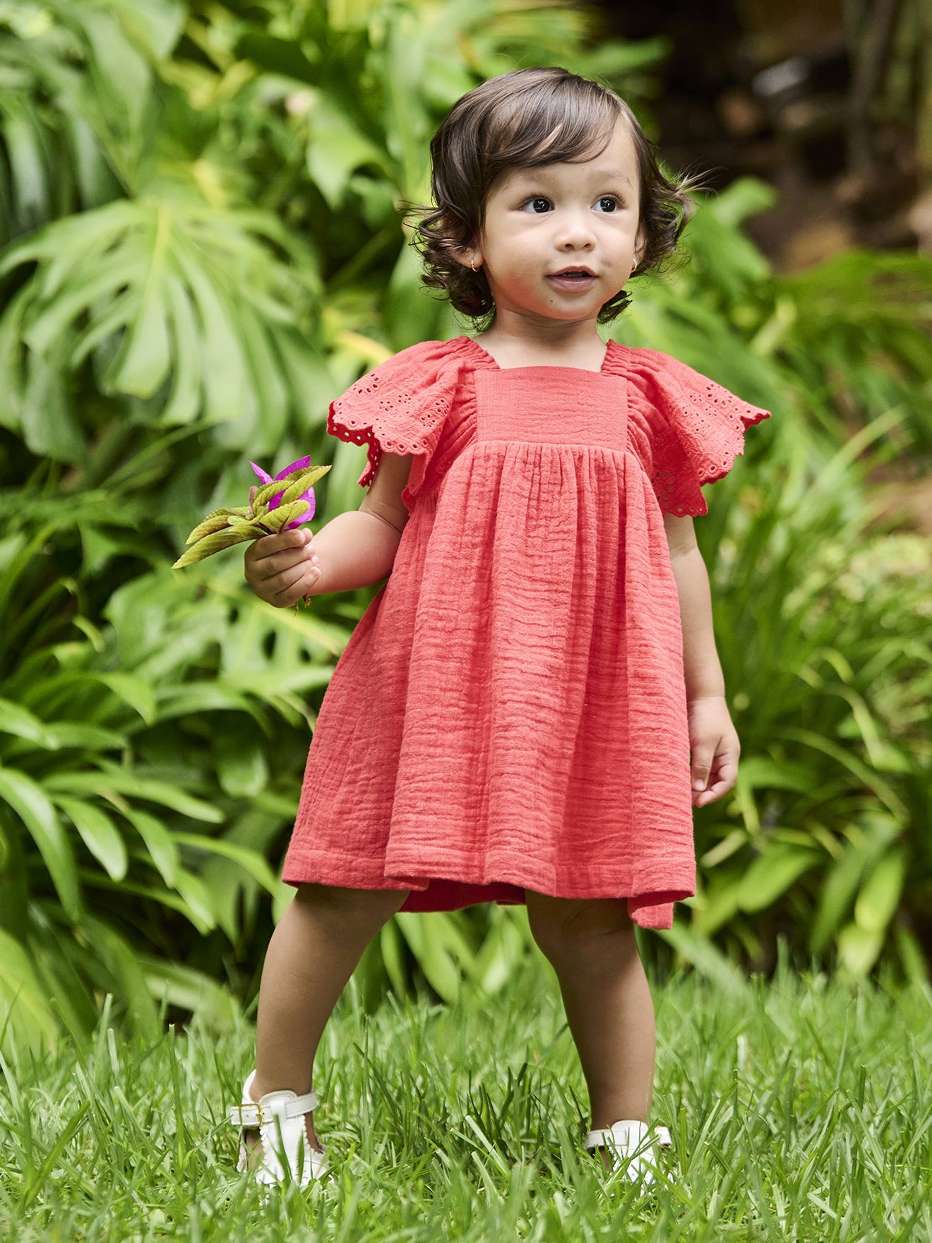 Baby Musselin-Kleid mit Volantärmeln