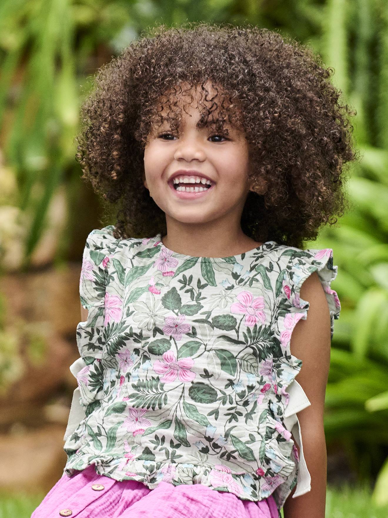 Vertbaudet Mädchen Blusentop Aus Musselin Mit Volants Salbei Salbeigrün 98/104