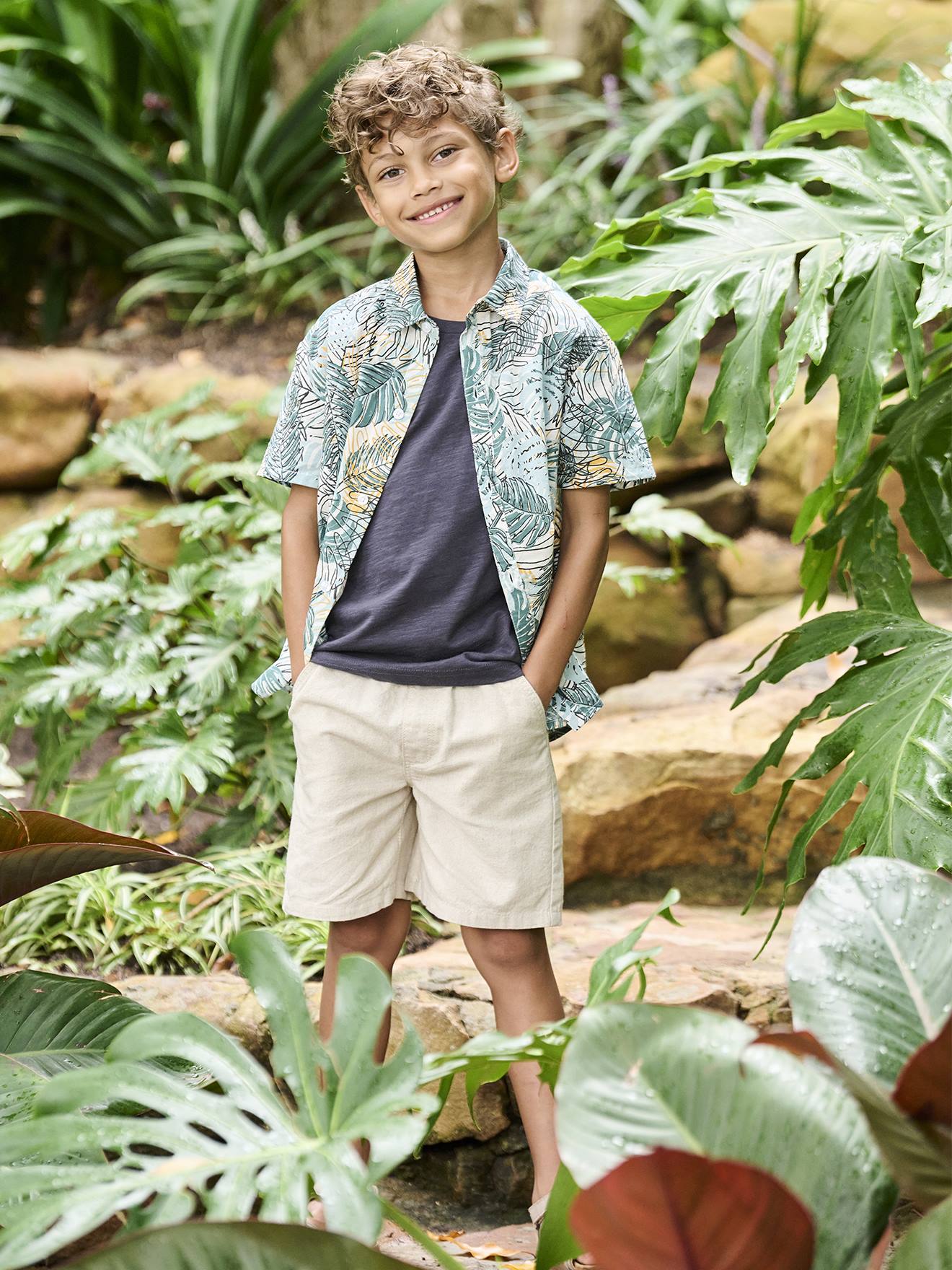 Jungen Shorts, Leinen-Mix beige Gr. 122 von vertbaudet