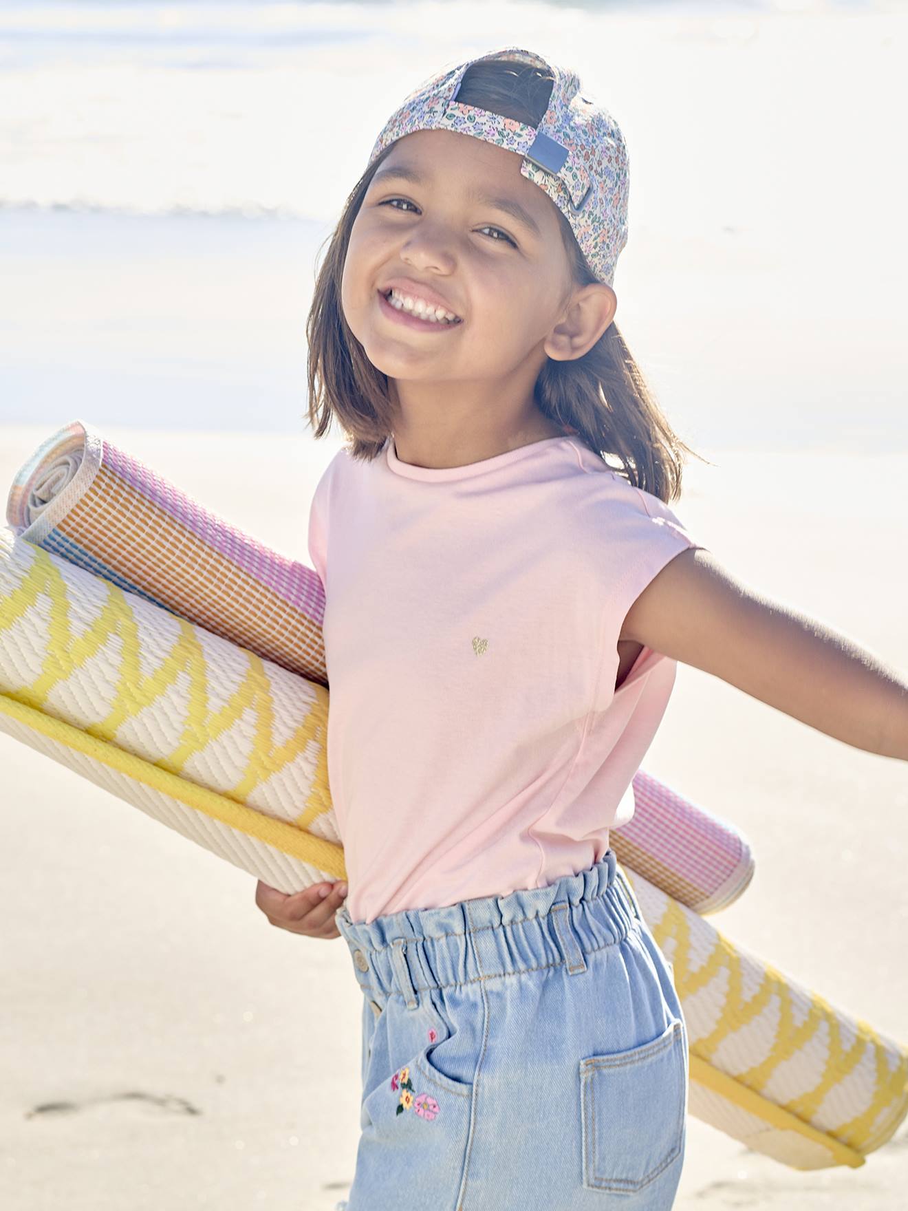 Mädchen T-Shirt BASIC, personalisierbar bonbon rosa Gr. 140 von vertbaudet