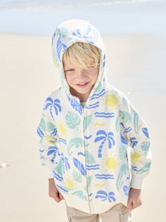 Jungenkleidung-Pullover, Strickjacken, Sweatshirts-Jungen Kapuzensweatjacke mit Surferprints allover