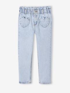 Maedchenkleidung-Jeans-Mädchen Paperbag-Jeans mit Herz-Taschen