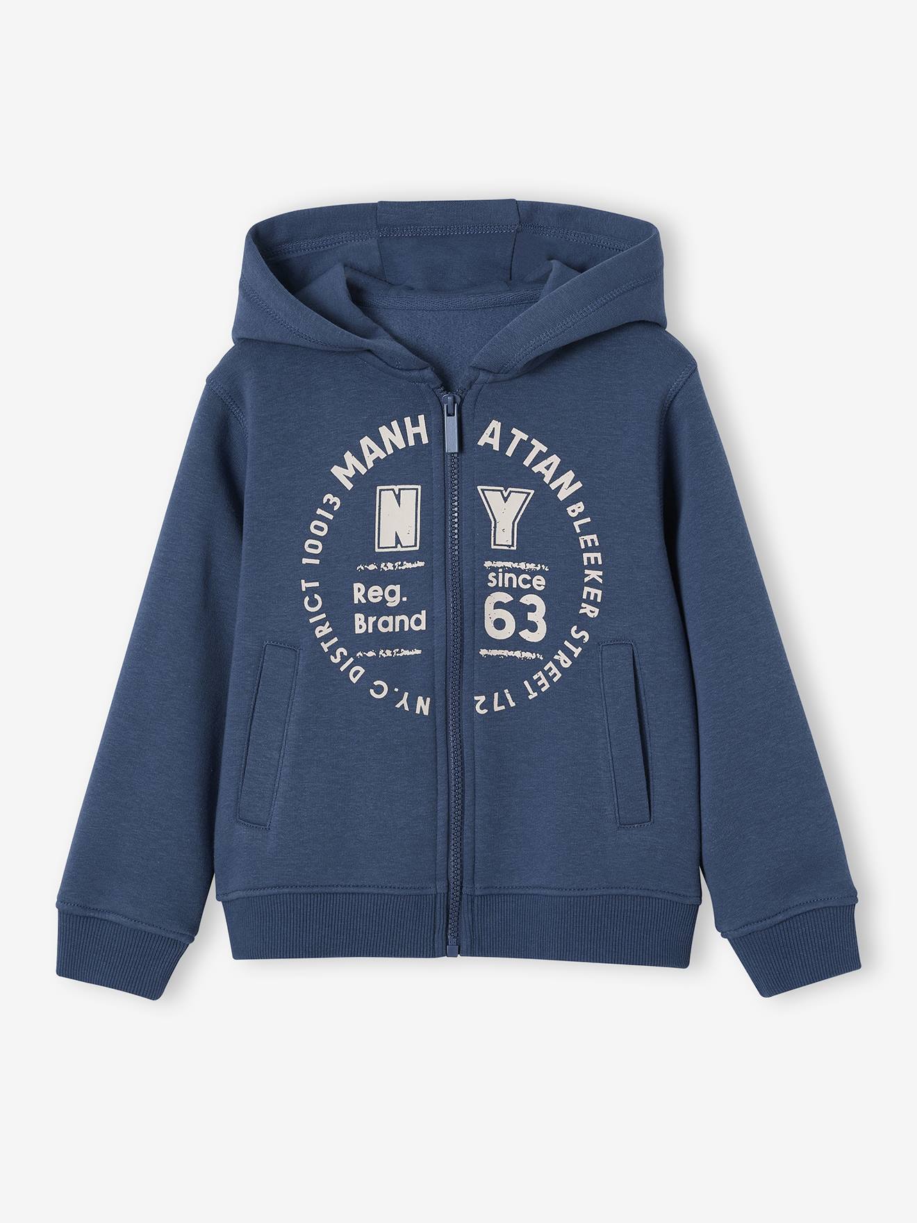 Jungen Sport-Kapuzensweatjacke mit Reißverschluss BASIC dunkelblau Gr. 116 von vertbaudet