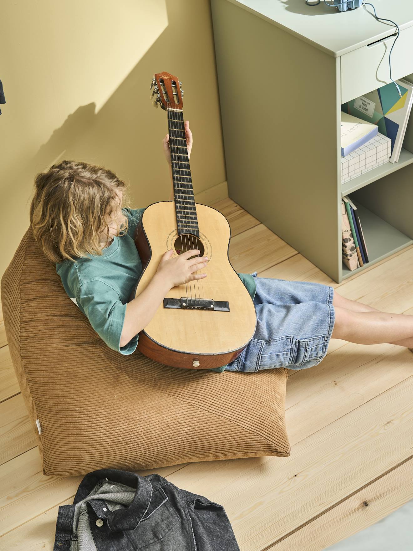 Thumbnail - Großer Kinder Sitzsack aus Cord camel