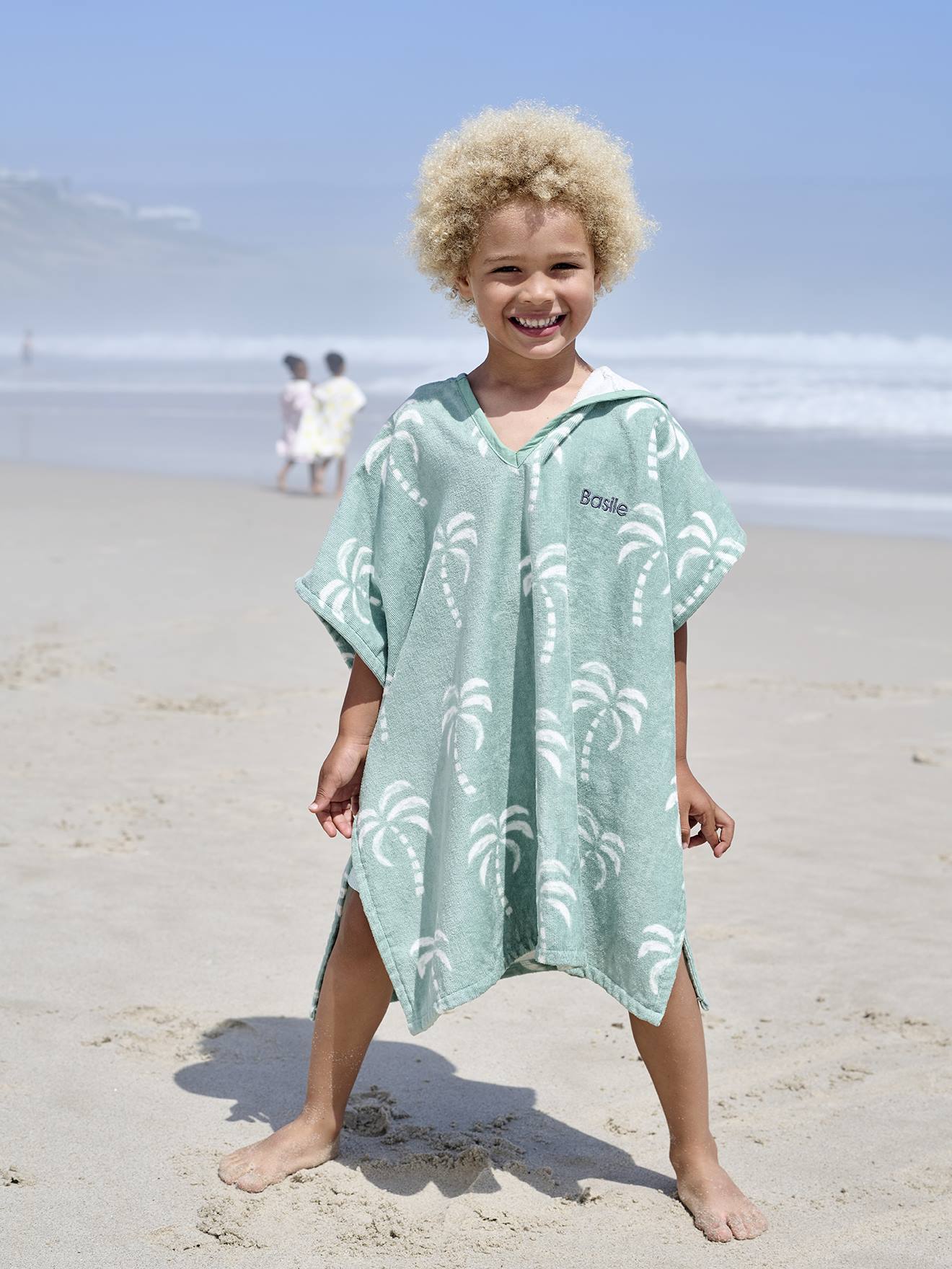 Kinder Badeponcho mit Recycling-Baumwolle mintgrün Gr. 104/116 von vertbaudet