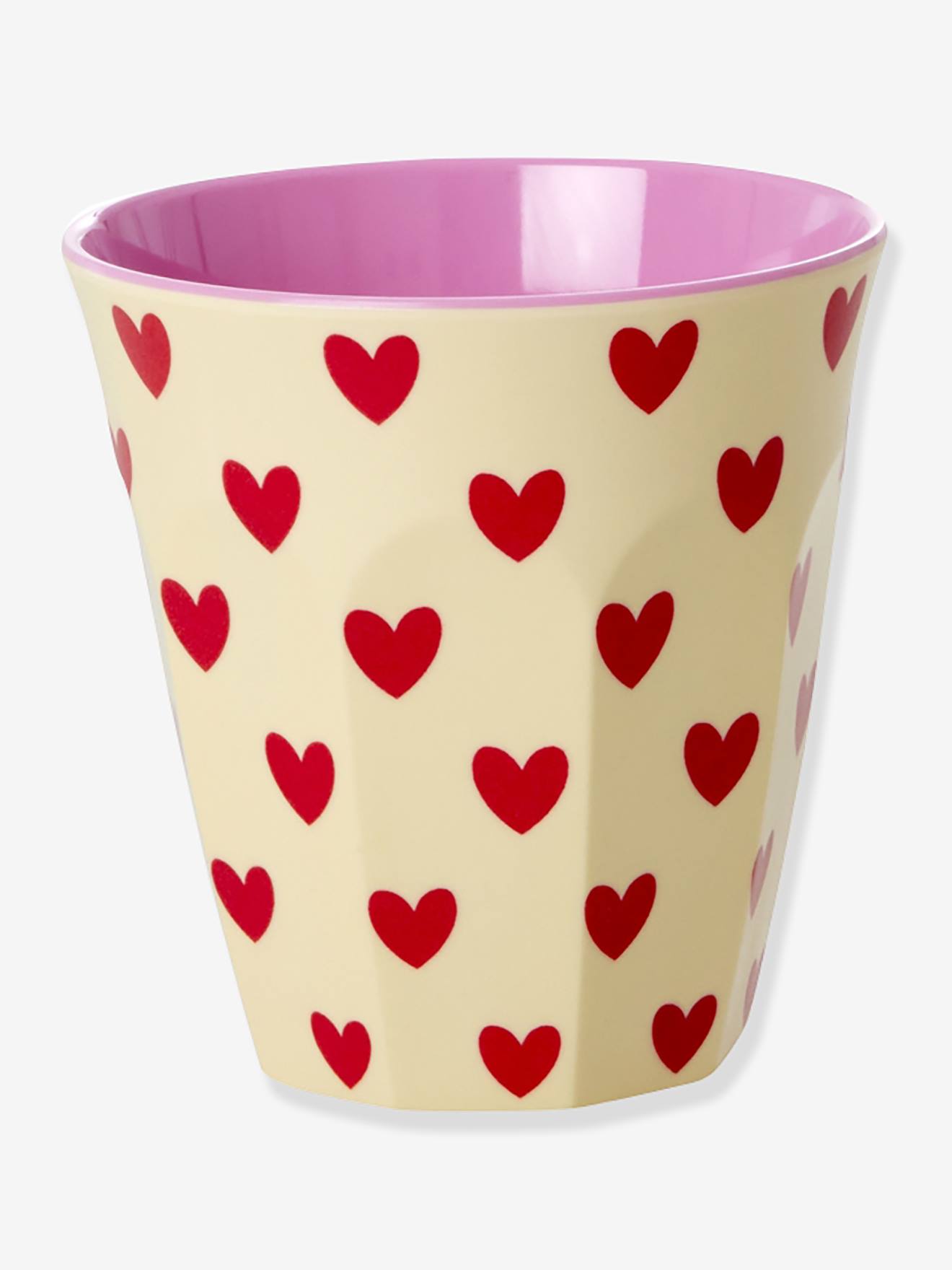 Mittelgroßer Melamin-Becher DARLING HEARTS rice 250 ml beige