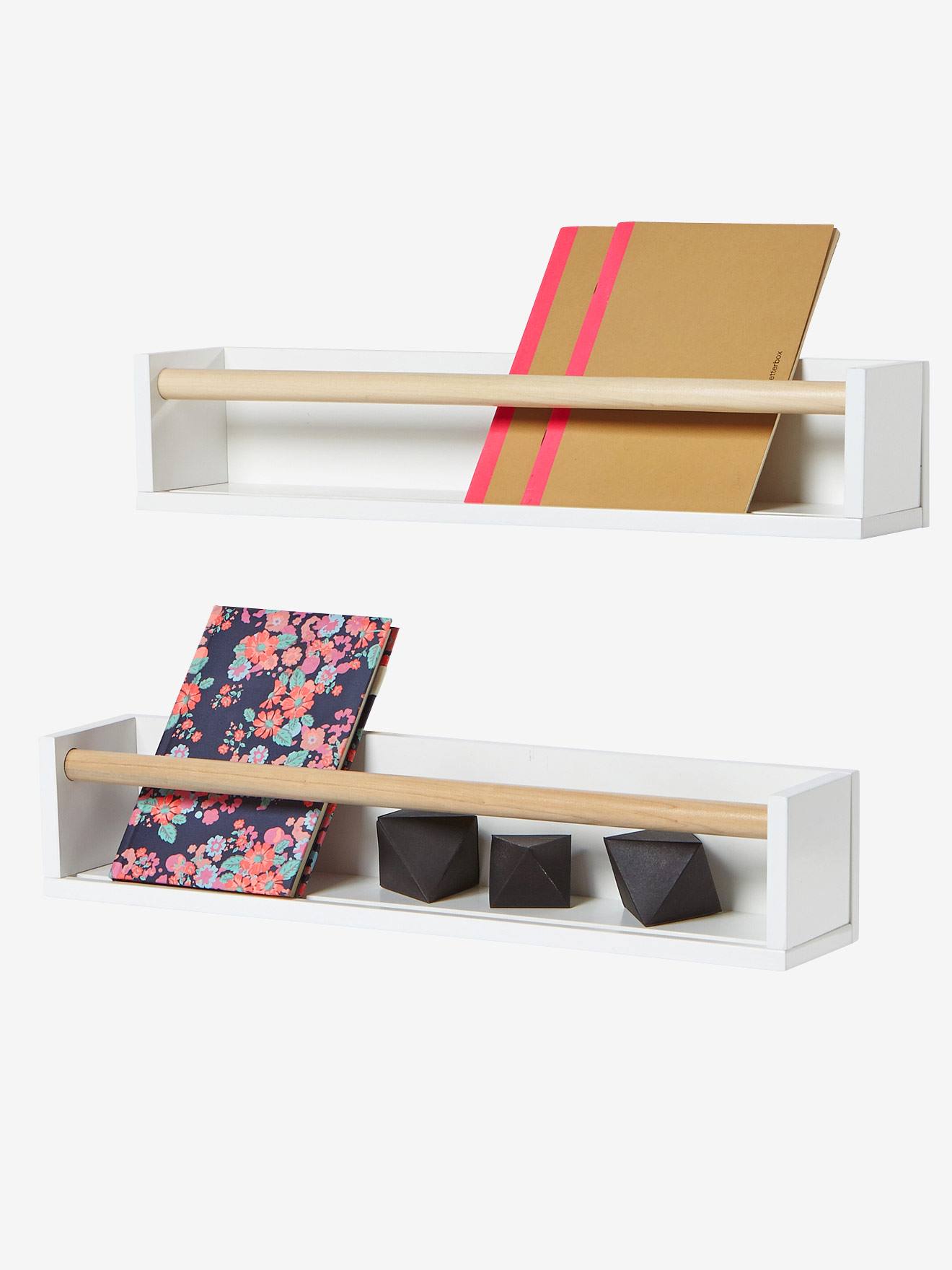 Vertbaudet 2Er-Set Wandregale Konfetti Kinderzimmer Weiß/Braun Einheitsgröße