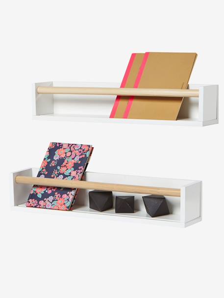 2er-Set Wandregale - weiß/natur - 2