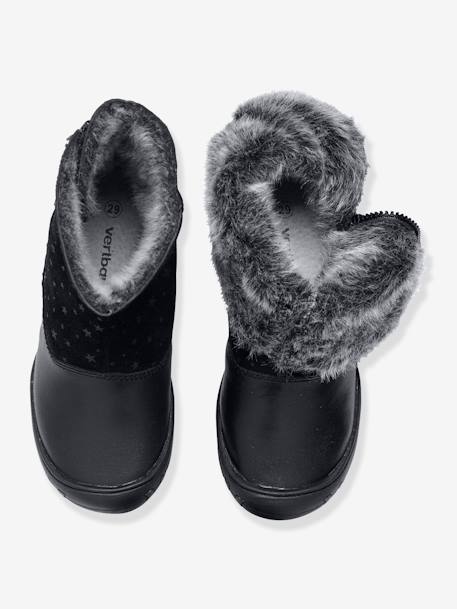 Mädchen-Boots aus Leder - hellbraun+schwarz - 13