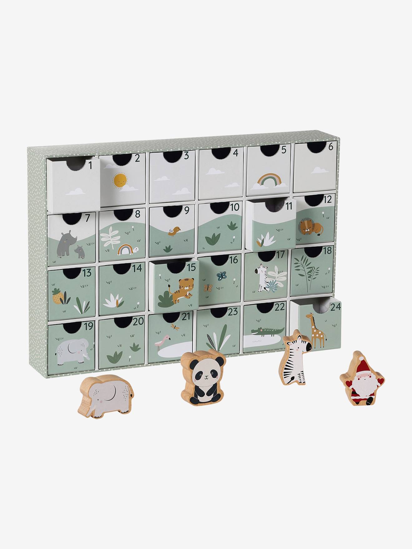 Vertbaudet Kinder Adventskalender Mit Spielzeug Aus Holz Fsc® Salbei/ Salbeigrün/Tansania Einheitsgröße