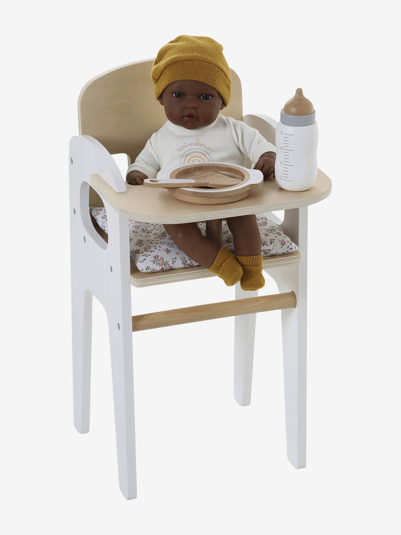 Puppen-Hochstuhl MINI RETRO Holz FSC weiß von vertbaudet