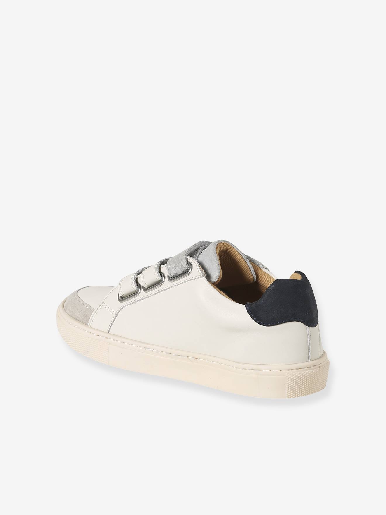 Thumbnail - Kinder Leder-Sneakers mit Klett und Kontrastdetails