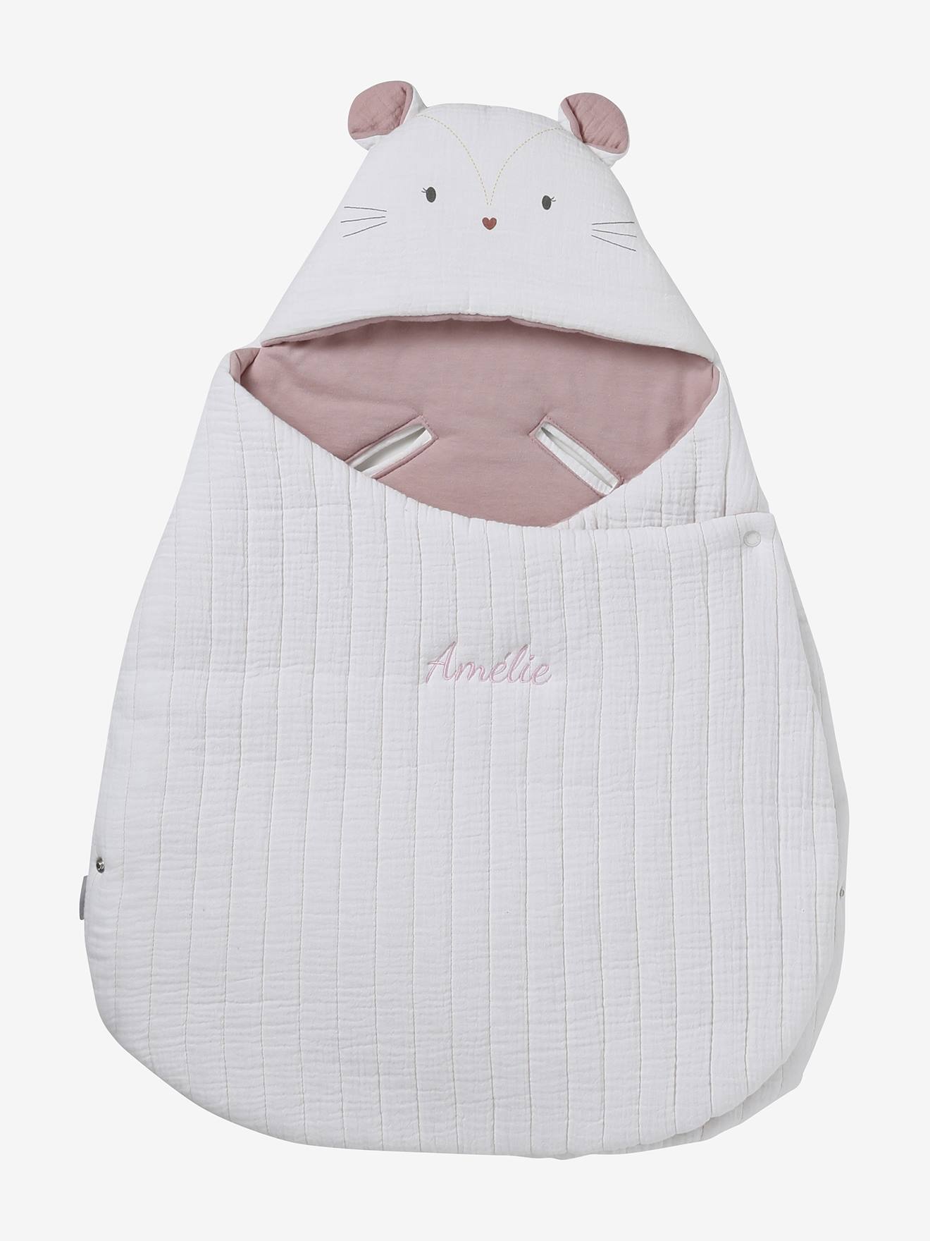 Vertbaudet 2-In-1 Baby Ausfahrsack/Wickelunterlage Wollweiß Einheitsgröße