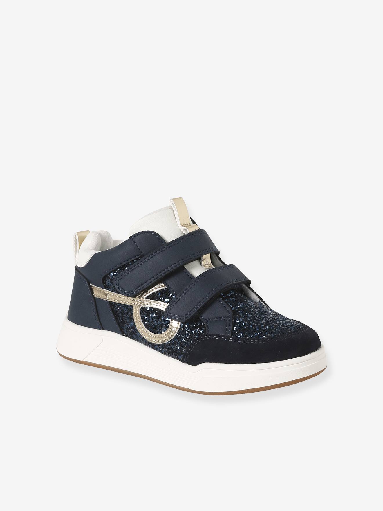 Mädchen High-Sneakers mit Glitzer, 2 Klettriemchen blau Gr. 25 von vertbaudet