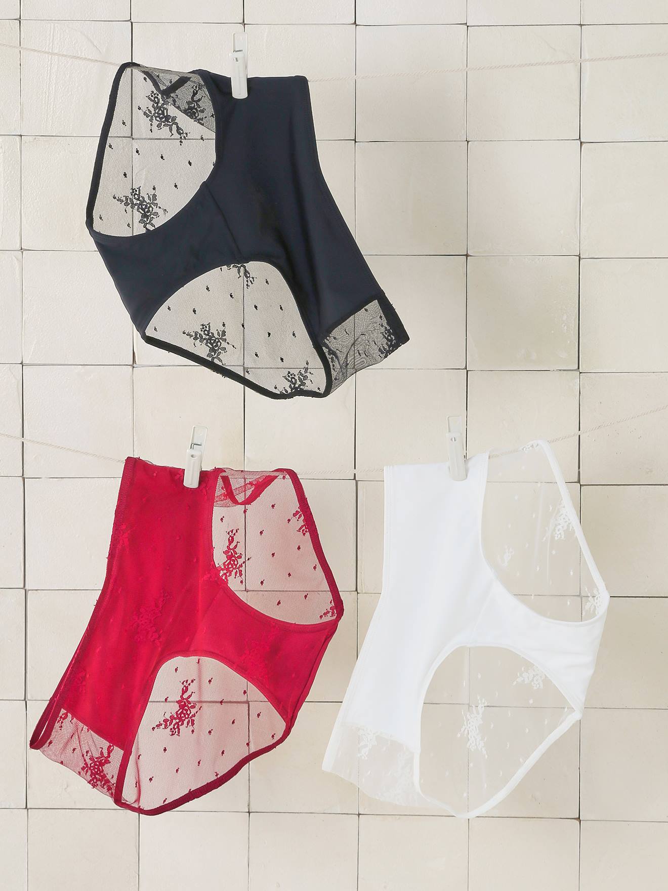 3er-Pack Umstands-Slips aus Spitze