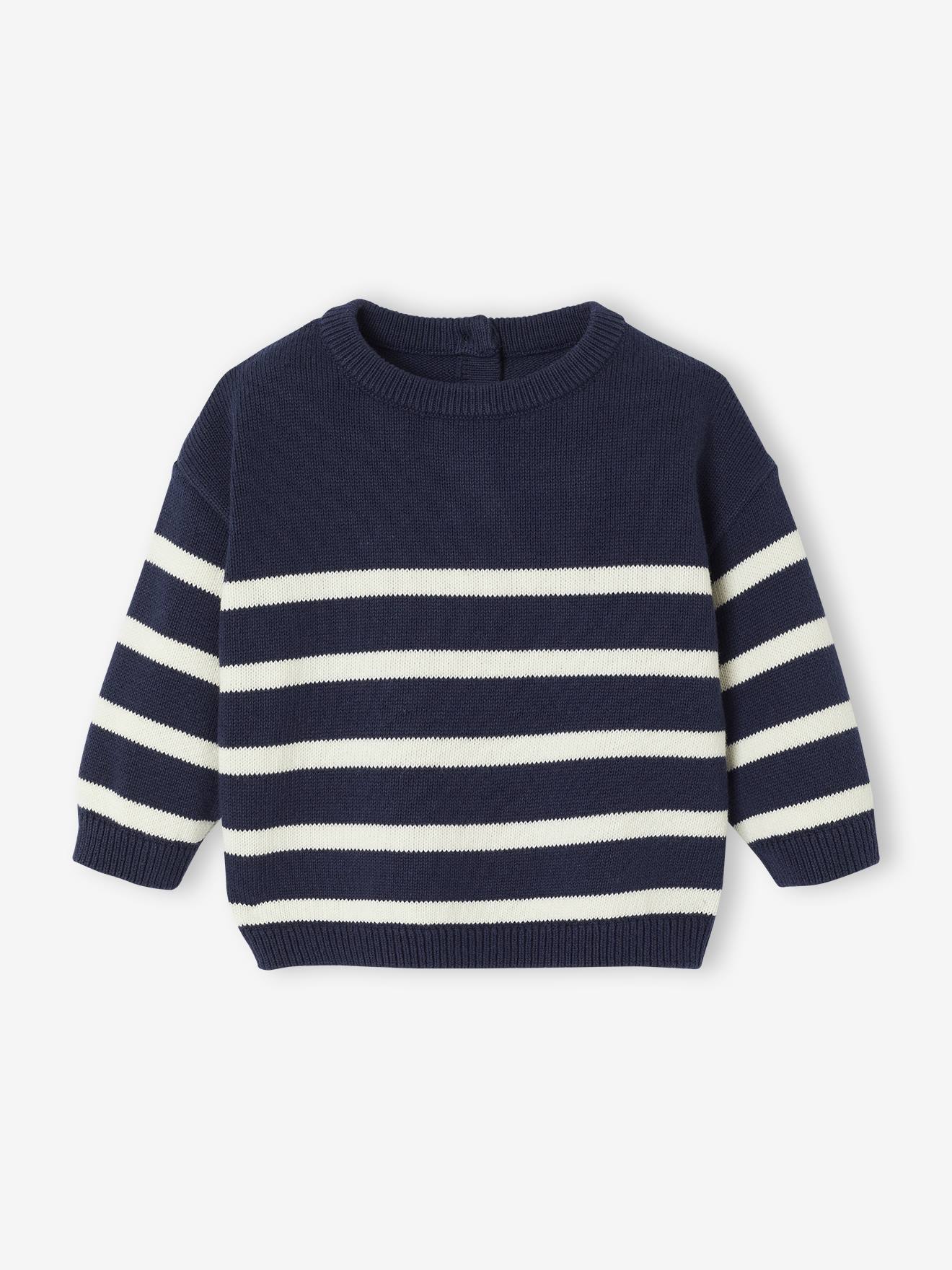 Gestreifter Baby Strickpullover aus Bio-Baumwolle