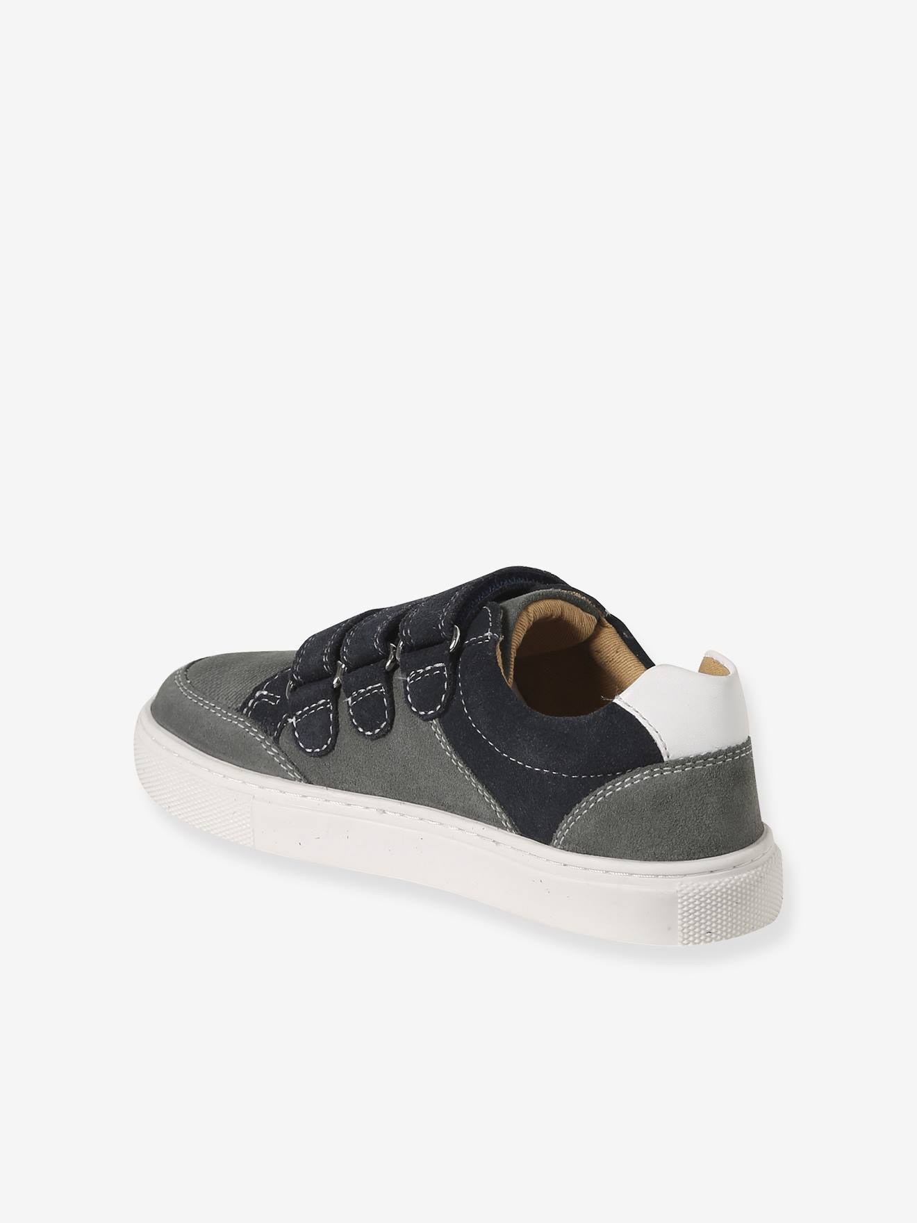 Thumbnail - Kinder Leder-Sneakers mit Klett und Kontraststreifen set