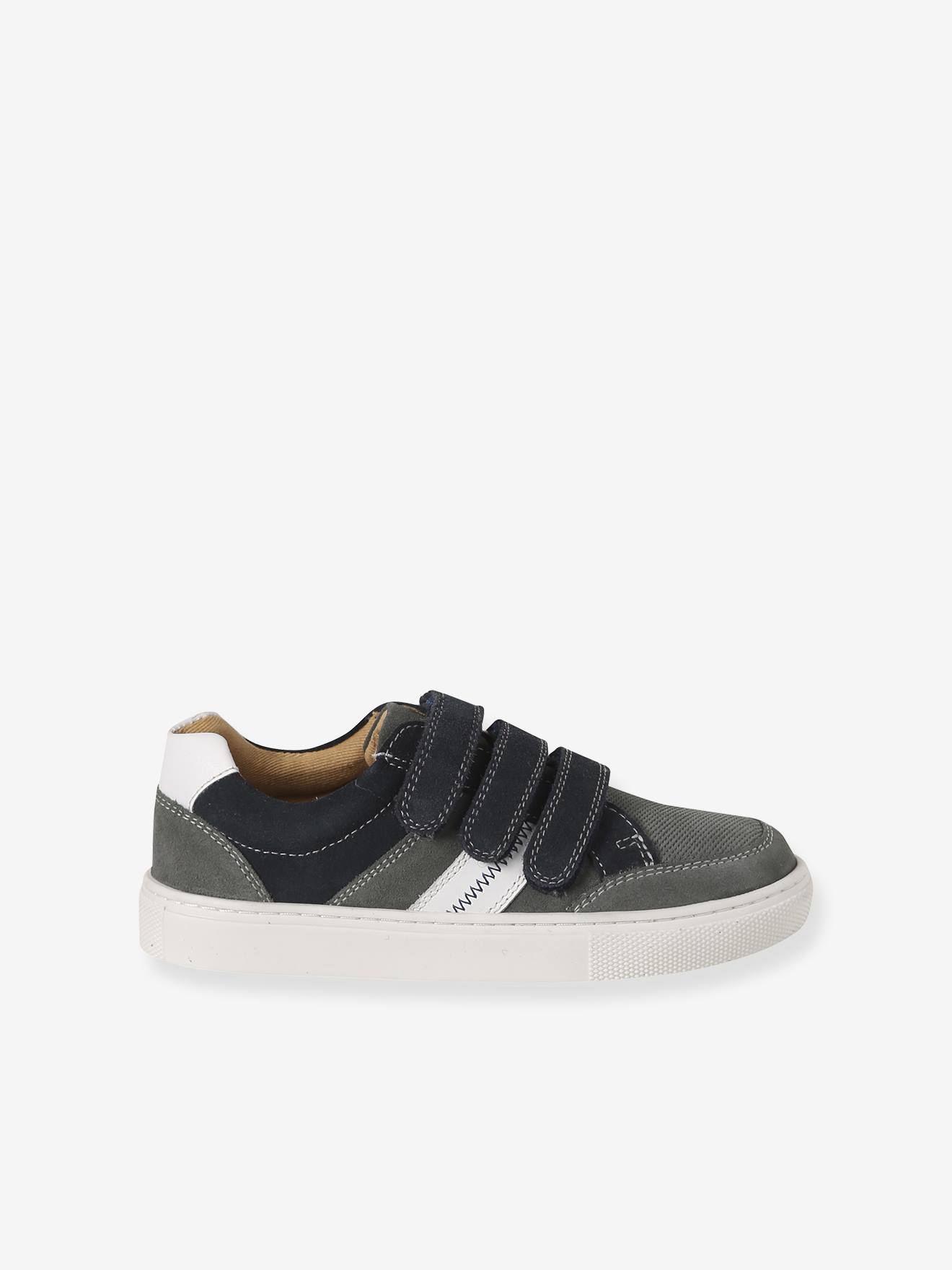 Thumbnail - Kinder Leder-Sneakers mit Klett und Kontraststreifen set