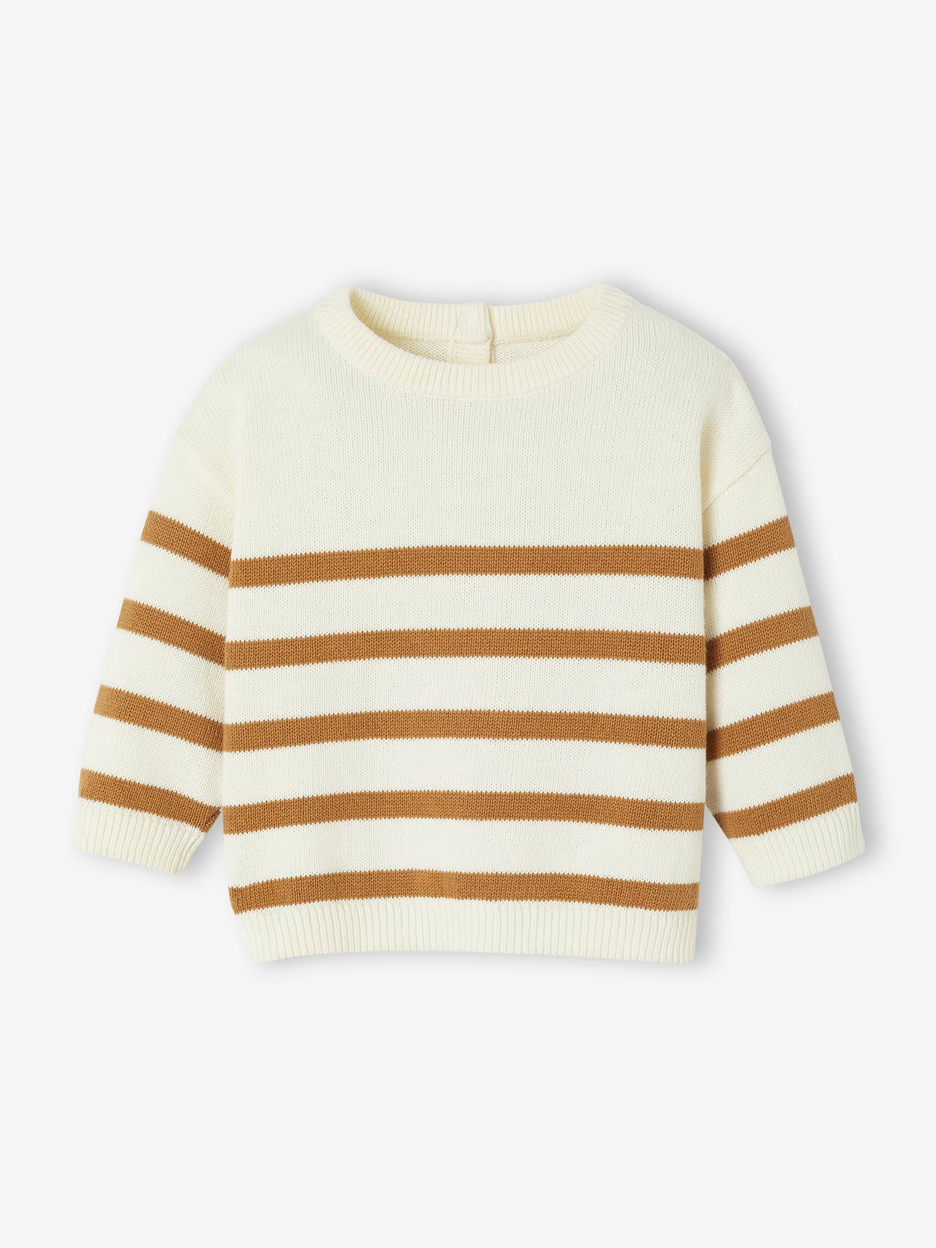 Gestreifter Baby Strickpullover aus Bio-Baumwolle