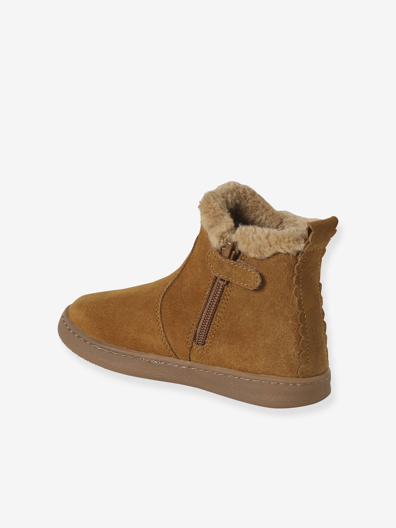 Thumbnail - Gefütterte Leder-Boots mit Pompons für Mädchen