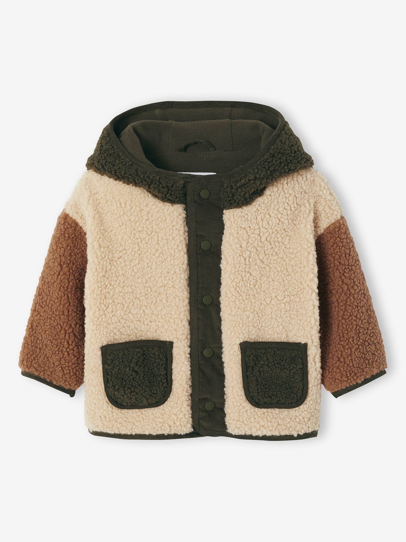 Thumbnail - Baby Mantel aus Teddyfleece mit Kapuze sandfarben