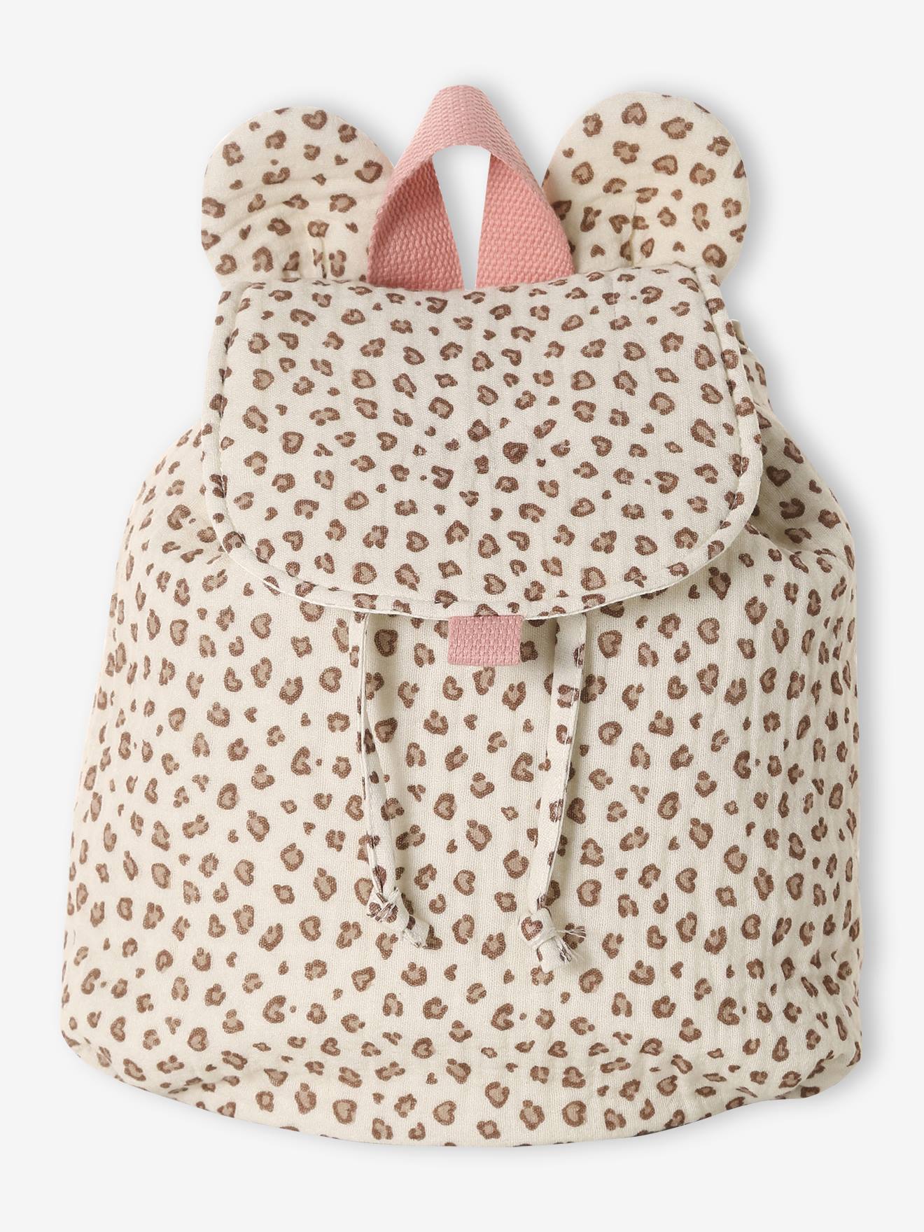 Kinder Kita-Rucksack aus Musselin mit Ohren leo