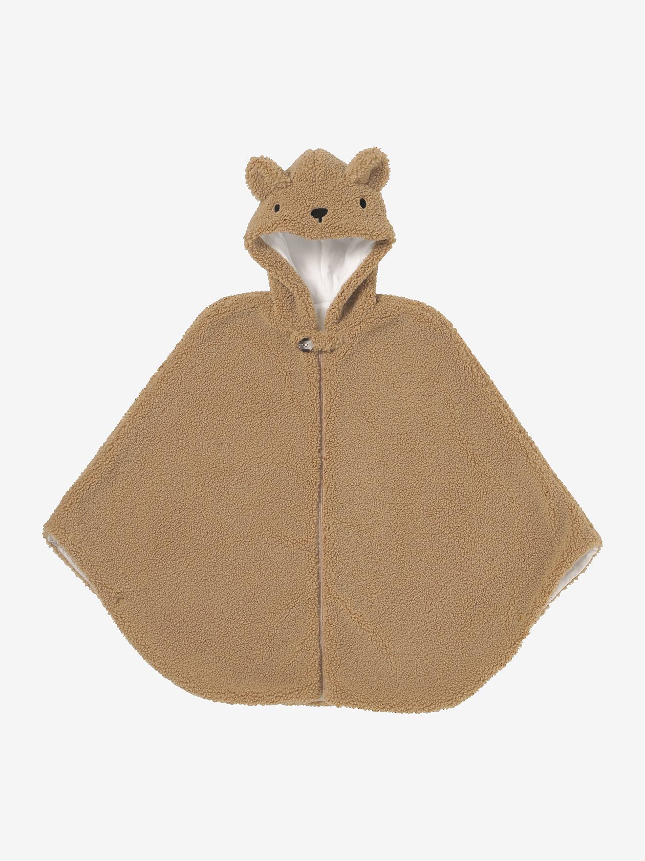 Vertbaudet Baby Poncho Mit Kapuze Für Babyschale Beige Bär Einheitsgröße