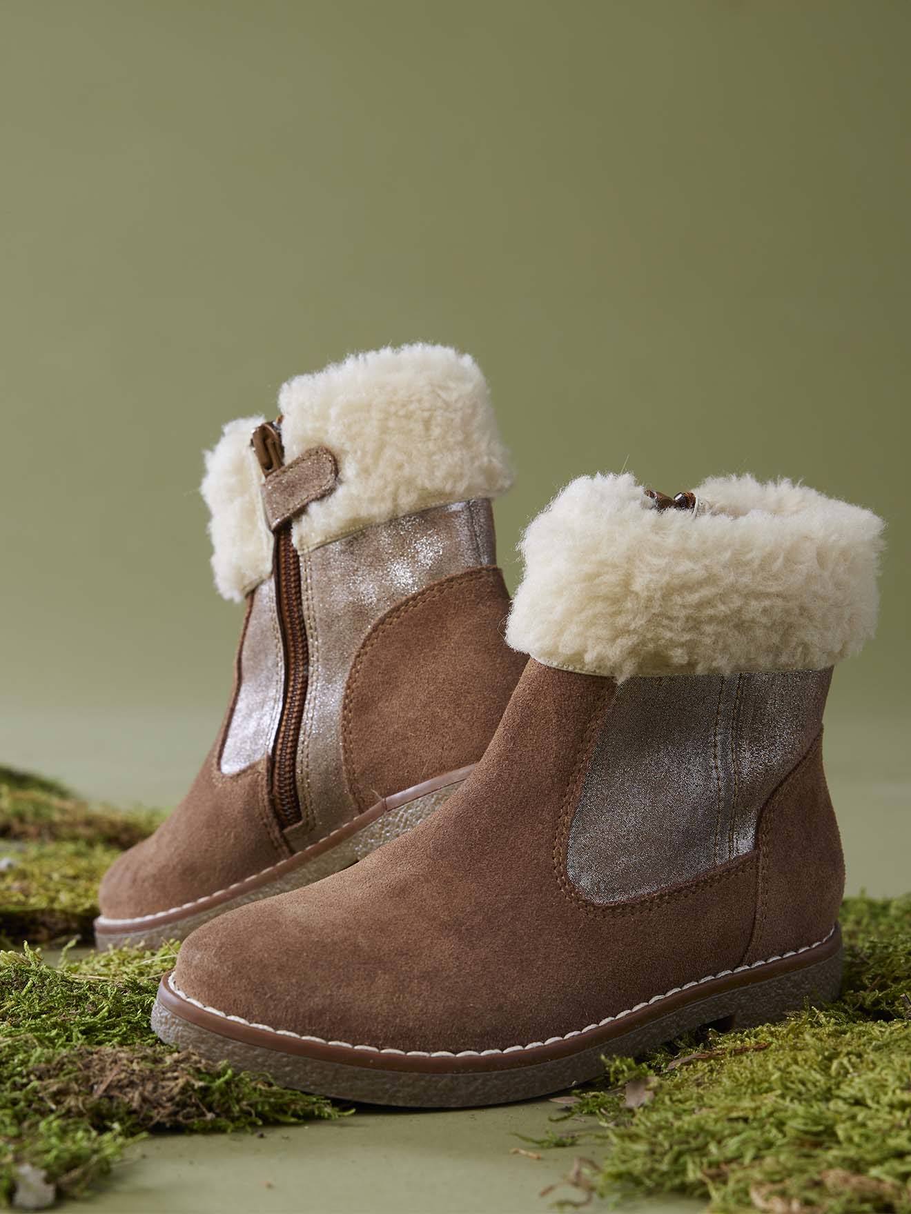 Mädchen Warmfutter-Boots mit Reißverschluss camel Gr. 35 von vertbaudet