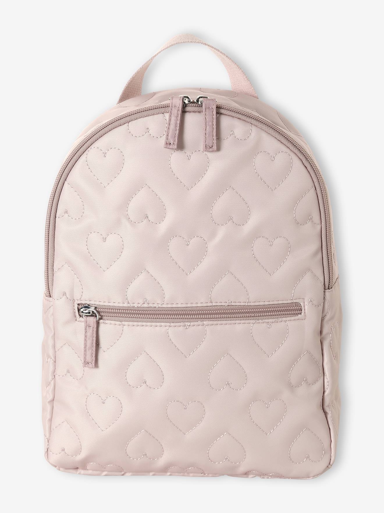 Mädchen Rucksack mit Stepp-Herzen für Kita & Grundschule pudrig rosa von vertbaudet