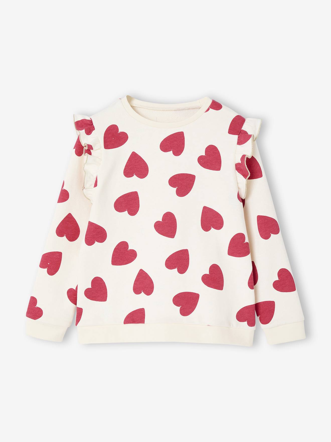 Thumbnail - Mädchen Sweatshirt mit Volants und Prints vanille