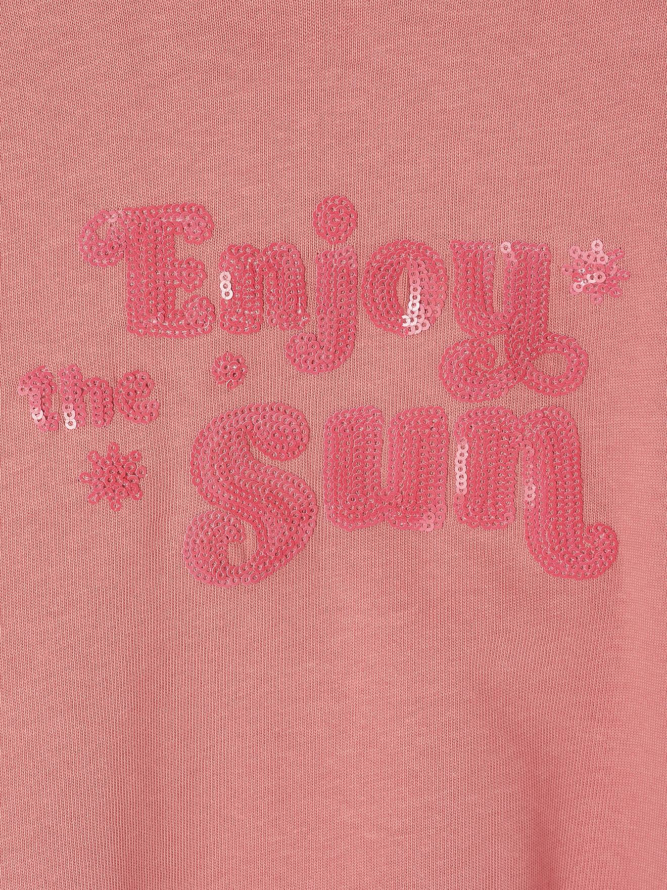 Thumbnail - Mädchen Cropped-Shirt mit Pailletten-Schriftzug und Recycling-Baumwolle