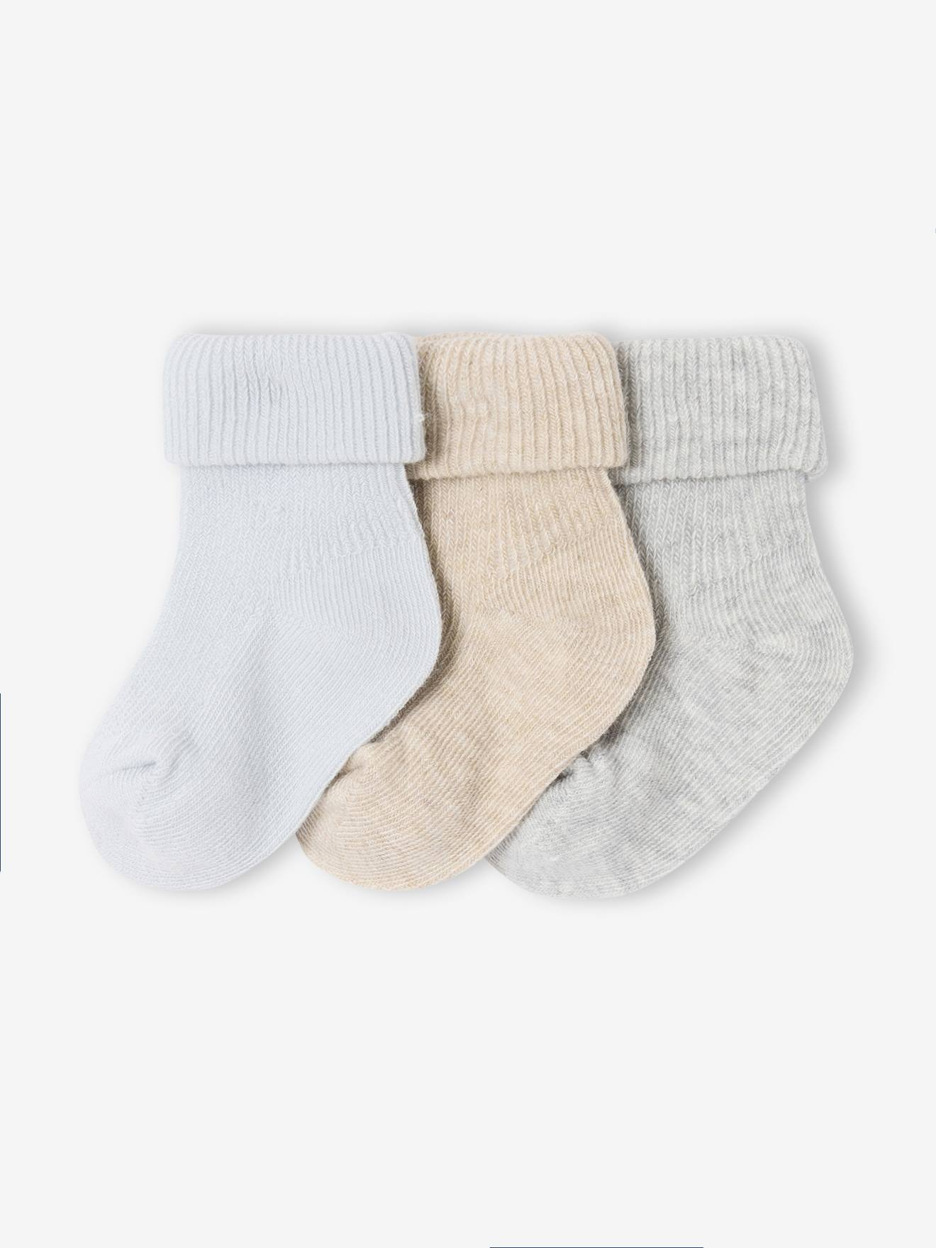 3er-Pack Baby Socken uni mit Umschlag