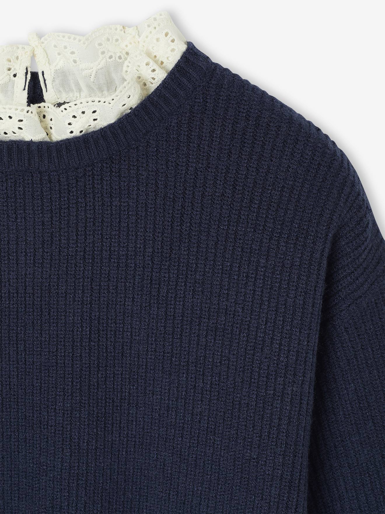 Thumbnail - Mädchen Pullover mit Volantkragen Geschwister-Capsule