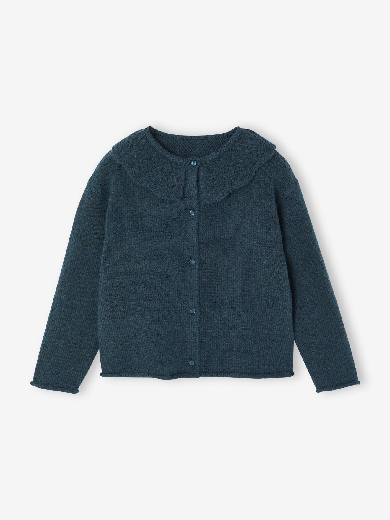 Vertbaudet Mädchen Strickjacke Mit Stickereien - Baumwolle Cardigan Mit Herzen