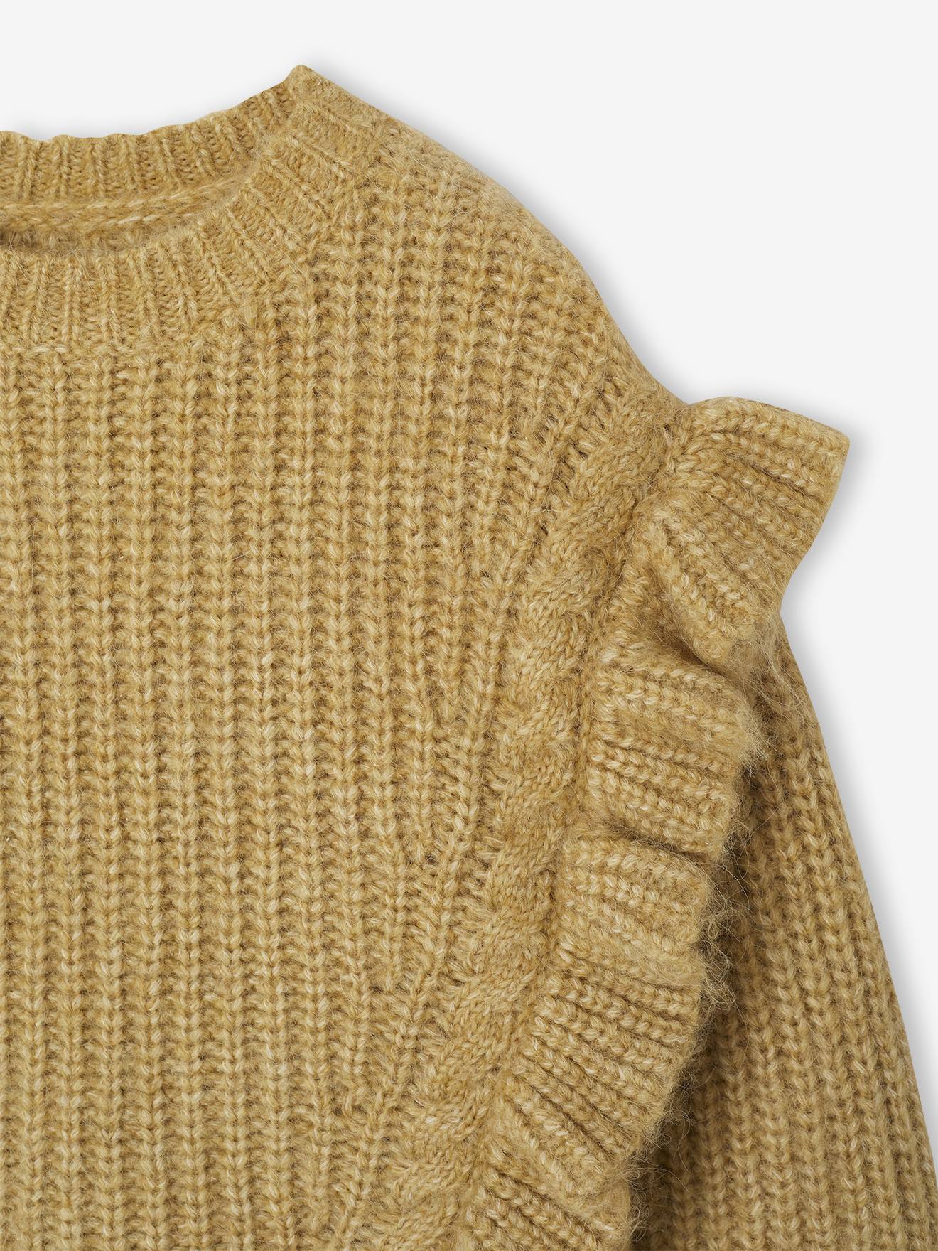 Thumbnail - Strickpullover mit Rüschen und Zopfmuster Mädchen en