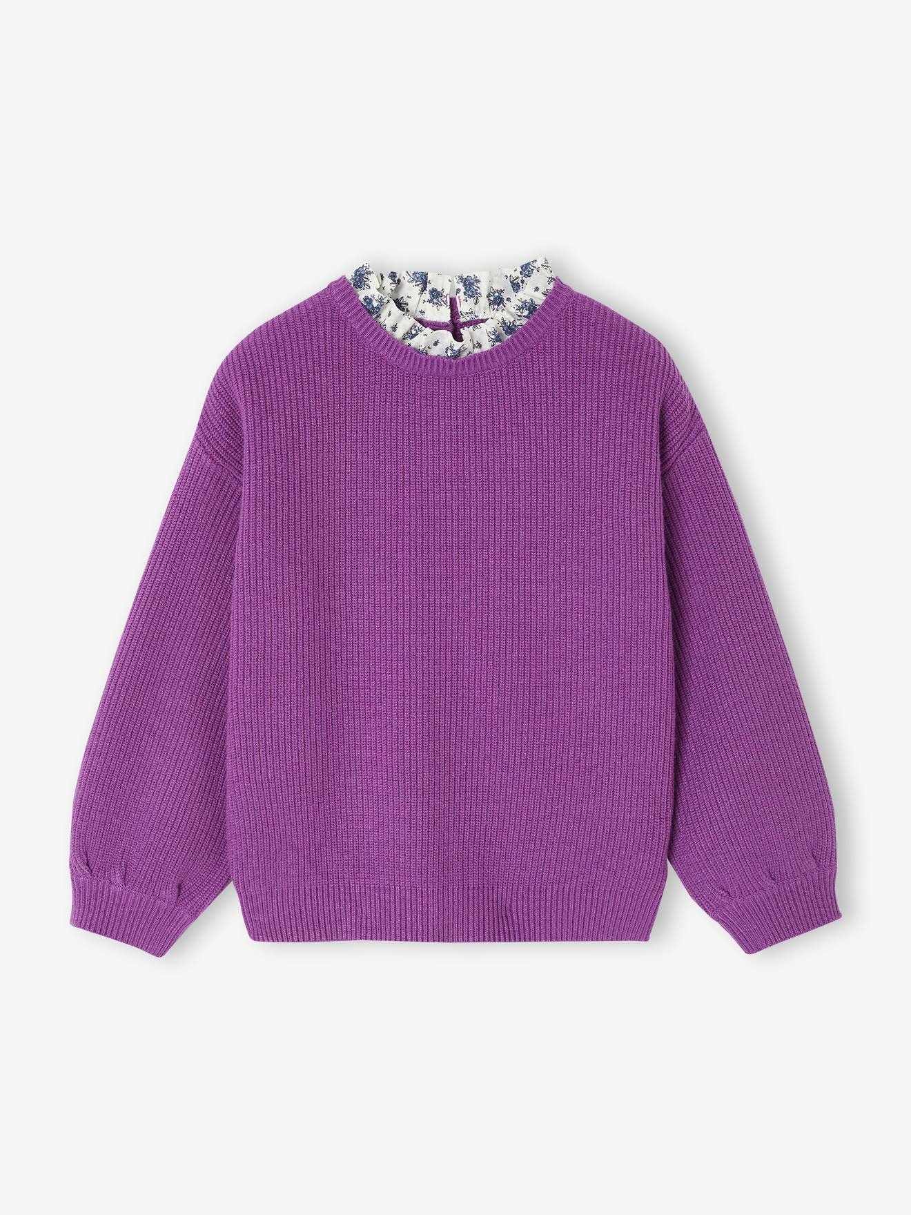 Mädchen Pullover mit Volantkragen Geschwister-Capsule violett Gr. 86 von vertbaudet