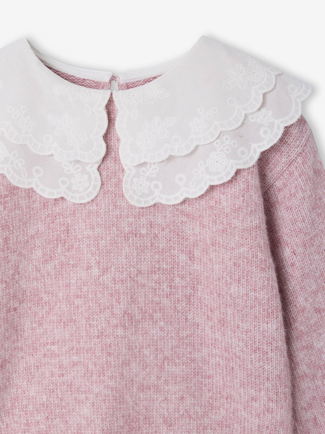 Thumbnail - Flauschiger Mädchen Pullover mit besticktem Kragen