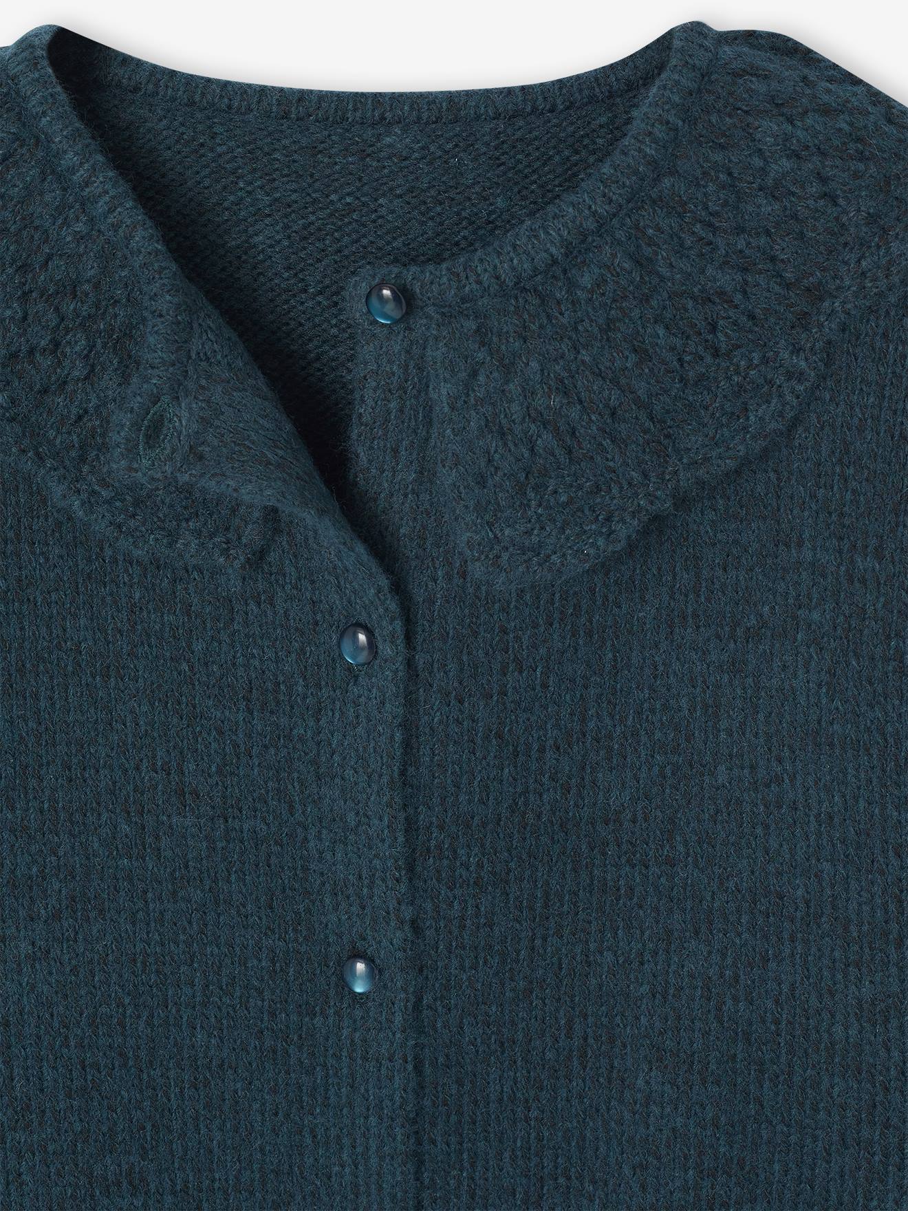 Thumbnail - Mädchen Strickjacke mit Kragen aus Musterstrick